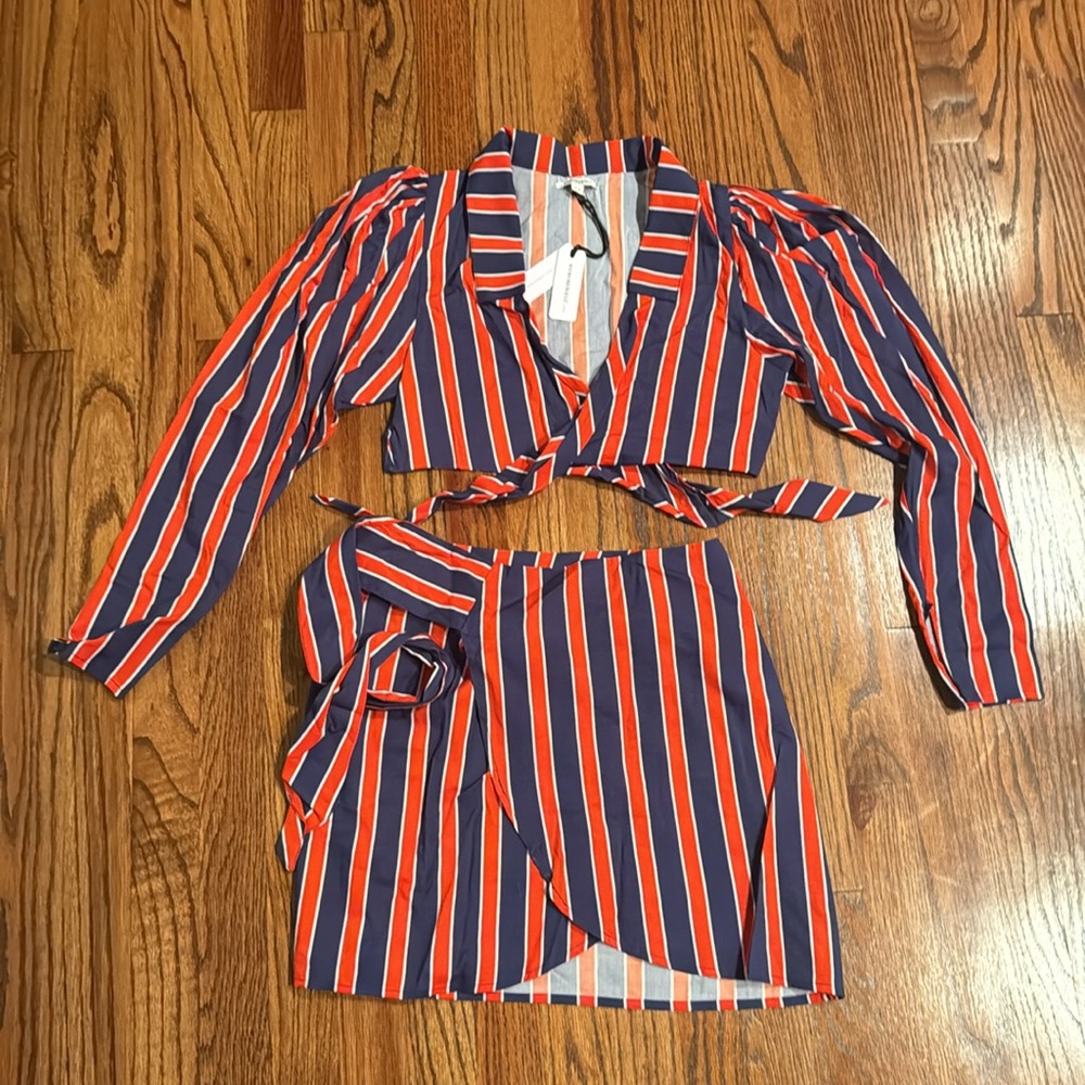 Striped Mini skirt set